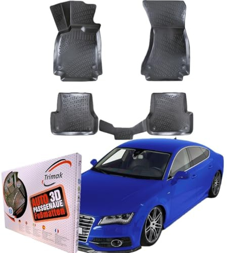 Trimak 3D Fussmatten für Audi A7 C7 2010-2018 | Gummimatten aus TPE Gummi, Passgenau, Wasserdicht, Hoher Rand, Rutschfest, Leicht zu Reinigen