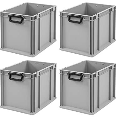 PROREGAL SuperSparSet 4x Eurobox NextGen Portable Duo | HxBxT 32x30x40cm | 30 Liter | Eurobehälter, Transportbox, Transportbehälter, Stapelbehälter