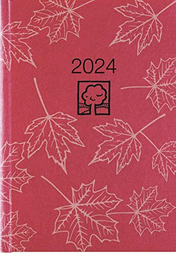 Wochenbuch rot 2024 - Bürokalender 14,6x21 cm - 1 Woche auf 2 Seiten - 128 Seiten - mit Eckperforation - Notizbuch - Blauer Engel - 766-0711