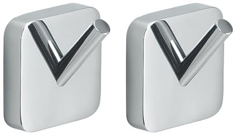 Gedy TONGA Colgador toalla baño 2 Piezas, Acero inoxidable, Cromo, 4,7 x 3,1 x 4,9, Adhesivo
