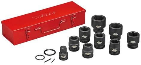 Teng Tools 13 Piece 1 Inch Drive 6 Point Metric Shallow Chrome Molybdenum Impact Socket Set (27mm to 50mm) - 9113