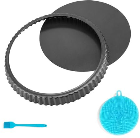 Lusacy Tarteform mit Hebeboden, Sicherheit Antihaftbeschichtung Quiche Backform 28cm, Rund Quiche Backform, für Quiche, Tarte, Pie