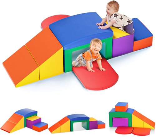 Lischwert Kinder Schaumstoff bausteine 6 Grossbausteine Schaumstoffbausteine Bauklötze Riesenbausteine Schloss-Set, Mehrfarbig (A-Mehrfarbig)