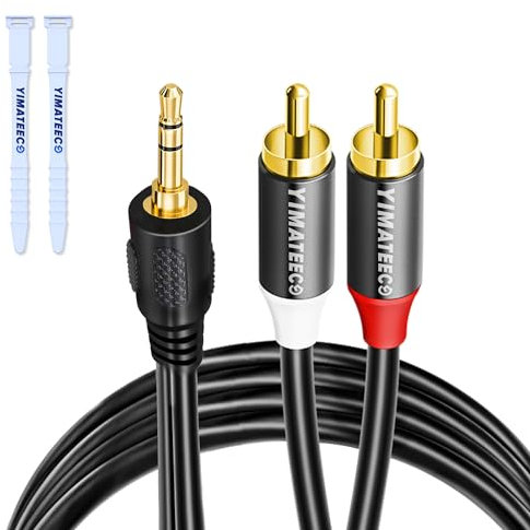 YIMATEECO RCA to 3.5mm Audio Cable, 3.5mm to 2-Male RCA Jack Aux Stereo Y Splitter Stereo Audio Converter Cord Compatible with Hi-Fi Amplifier Speaker Car DJ Controller(1M/3.3FT)