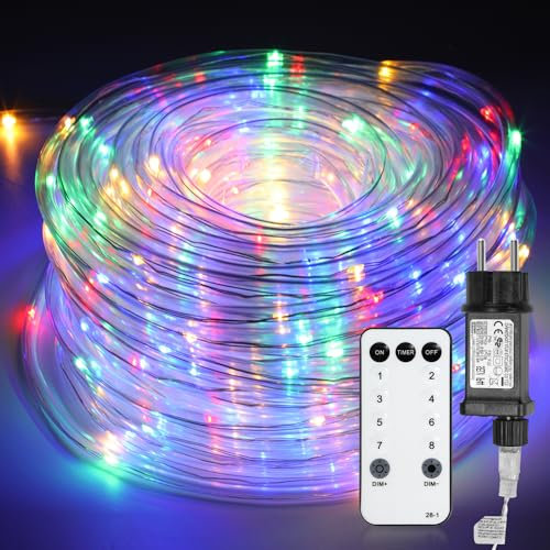 Jopassy 30m LED Lichterschlauch Außen, IP44 Wasserfest LED Lichtschlauch außen, mit Fernbedienung & Timer,für Außen Innen Party Hochzeit Weihnachten Dekolicht, Bunt