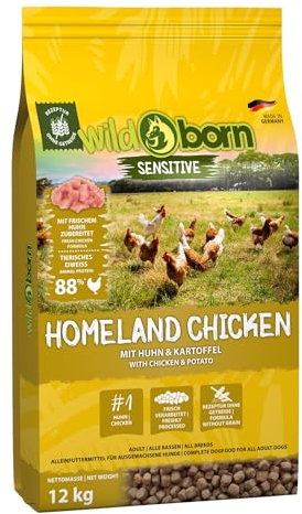 Wildborn Homeland Chicken 1 x 12 kg | Hundefutter für alle Hunde mit sehr hohem Anteil Huhn | Monoproteinprodukt