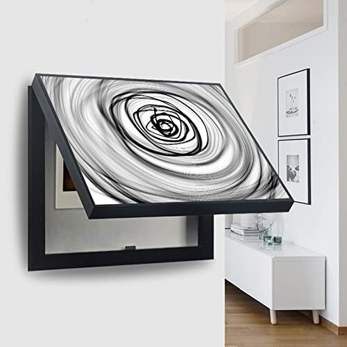 Elektrische Türen Zählerkastenabdeckung, hängende Bilder, elektrischer Kasten, Thekenabdeckung, Verteilerkasten, Verstecken von Gemälden, abstrakte Kunst, Schwarz und Weiß, dekorativ, vertikal, nach l