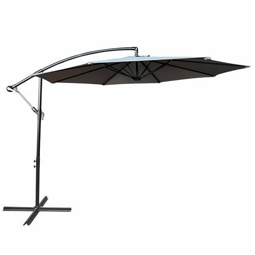 AKORD Ombrellone da Giardino Ottagonale ASTER | 300x300x245 cm Inclinazione e altezza Regolabili | Ombrelloni da Spiaggia Esterno Balcone Terrazzo Antivento Impermeabile | Grigio Chiaro