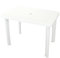 Table de jardin Rantry, table d'extérieur en plastique blanc, 101 x 68 x 72 cm, résistante aux intempéries et facile à nettoyer, avec trou pour parasol de 3,6 cm de diamètre, légère et facile à monter