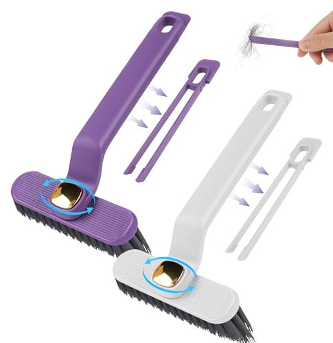 HOTUT Cepillo Giratorio Multifunción para Limpieza de Grietas,2pcs Multifunción Cepillo se Limpieza Hogar Adecuado,Giratorios de 360 Grados,Cepillo de Limpieza se Grietas de Cerdas Duras