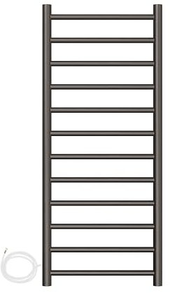 AQUAWORLD Stainless Steel 304 Electric Towel Warmer - Heated Towel Rail for Bathroom - Wall Mounted - Hardwired - 1200mm x 500mm (GUNMETAL)