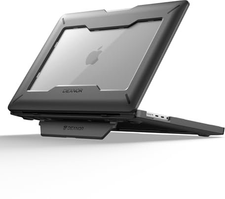 Dexnor Custodia per MacBook Pro 16 Pollici M3 Pro/Max (2023) & M2 Pro/Max A2780 (2023) & M1 Pro/Max A2485 (2021), 【Costruito Staffa】 Rigida a Doppio Strato Protettiva Cover Case - Nero