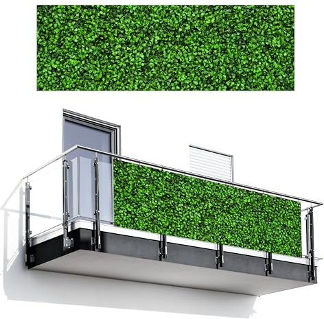 MuchoWow© Balkon Sichtschutz Einseitig 100x300 cm Groß Terrassen Gartenzaun Balkonfächer ohne Bohren Wetterfest für Zaun Terrasse Balkonbespannung Seitenschutz Heg - Blätter - Natur