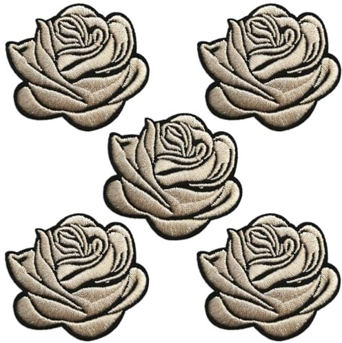 BPA 5 Stück Aufnäher Patches,Patches zum Aufbügeln,Bügel Patches,Flicken zum Aufbügeln - Weiße Rose