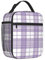 Mexpekil Lonchera térmica a cuadros morados y blancos para mujeres y hombres, lonchera térmica portátil con bolsillo lateral de malla para adultos, lonchera para el trabajo