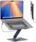 Qwiizlab Stand Hub per laptop, rotazione a 360°, inclinazione 80°, HDMI 4K, lettori di schede 104MB/s, USB 5Gbps, 60W PD, audio da 3,5 mm (grigio)