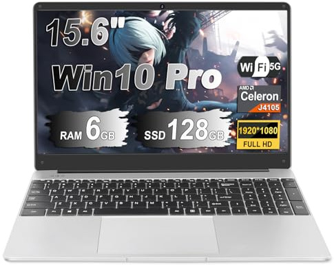 NOTODD Ordinateur Portable 14 Pouces,6 Go RAM+128 Go Soutien Extension SSD 1TB PC Portable Win11 Celeron J4105 Pas Cher 2.4+5G WiFi BT4.2 Mini HDMI & AZERTY Membrane-Argent