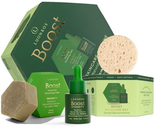 LUONKOS Boost Skin Care Gift Set - Eternity Oil Face Serum und Infinity Facial Oil Cleanser Cake - Natürliche Hydratation, Schutz der Hautbarriere, Tiefenreinigung für alle Hauttypen