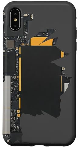 Hülle für iPhone XS Max Motherboard-Design mit gebrochenem schwarzem Hintergrund