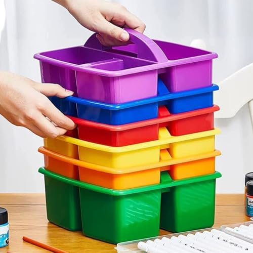DAXUQIL 6-piece portable split storage box, kindergarten painting tool basket, brush stationery basket, desktop cabinet, pen cabinet, art cabinet, stackable storage box for schools and offices
