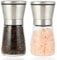 2 Pièces Moulin à Poivre - Salières et Poivrières - Poivrier, en Acier Inoxydable et Verre, Mécanisme de Broyage en Céramique Réglable, Idéal pour Moudre et Recharger Sel, Poivre et Piment