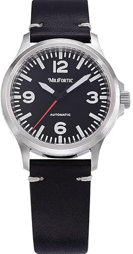 FTEOXLC Milifortic - Orologio da uomo pilota da 39 mm, NH38, meccanico, in acciaio inox, con vetro zaffiro, V 1, Pilota