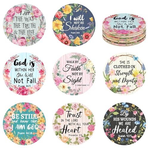 Christian Diamond Art Painting Coasters - 8 Pcs Christian Bible Verse Diamond Painting Coasters Colorful Kit for Art Kits Adults Women Supplies and Crafts Kits Girls Gifts with Holders