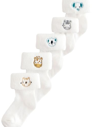 NEXT Baby Jungen 5er Pack Socken mit Rollbündchen und Stickerei