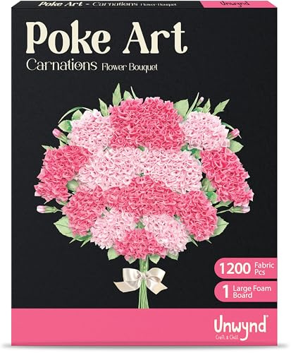 Unwynd Poke Art Carnations Flower Bouquet Kit for Adults, Women and Teens | Mess-free crafts & hobbies, day craft arts kits, elderly & senior adult gift, mothers project, daughter & girl, basket making