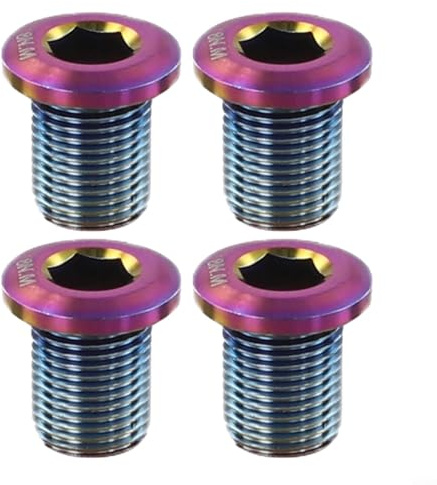 Gdfnmogo Road For Bike Kettenblattschrauben, M8 x 10 mm, Titanlegierung, Kettenblatt-Befestigungsschrauben, leicht, 7,8 g, 4 Stück, für Ultegra (mehrfarbig)