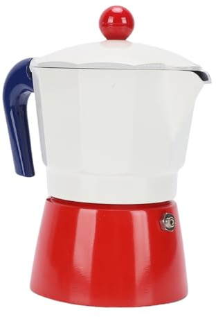 Ausla Cafetière Italienne, Percolateur en Aluminium, 3 Tasses, Cafetière à Moka pour la Maison et le Camping (Bleu et rouge)