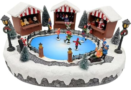 MagiDeal Eislaufendes mit Kindern, die Skifahrer Laufen, Kunstharz, Musiksammlung, Gebäudefiguren für Zuhause, Innendekoration, Geschenk
