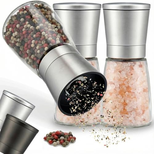 Moulin à Poivre et Sel Manuel, Salière et Poivrière avec Mécanisme Céramique Réglable (3x180 ML) - Moulins à Épices pour Cuisine Maison et Restaurant [No Spice Content]