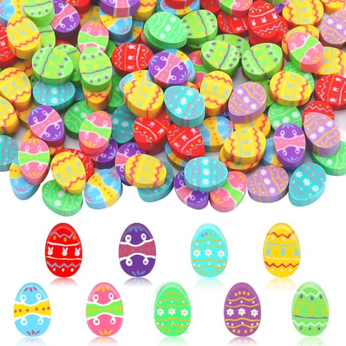 JUNEBRUSHS 150 Stück Ostern Radiergummis für Belohnungen Osterkorbfüller | Hochwertiges, weiches Gummimaterial, glatter und sanfter Löscheffekt, kompakte, tragbare Mini-Größe, ideal für Oster-Partys