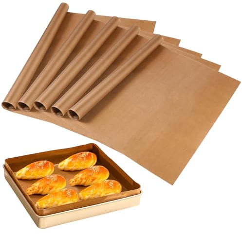 5 stycken återanvändbara bakplåtspapper 40 x 60 cm bakplåtspapper | återanvändbart bakplåtspapper, permanent bakfolie för ugn,bakfolie för grillning och bakning,kan skäras till,diskmaskinssäker