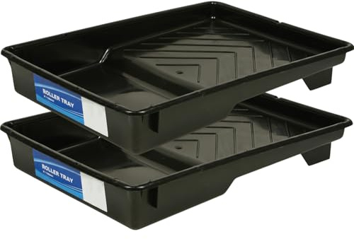 KasaBona 9-Inch Paint Tray Built for 9-in Roller Brushes, Durable Deep Paint Reservoir Non-Slip Sturdy Ideal for Walls Ceilings Doors & DIY Use (2 x Tray)