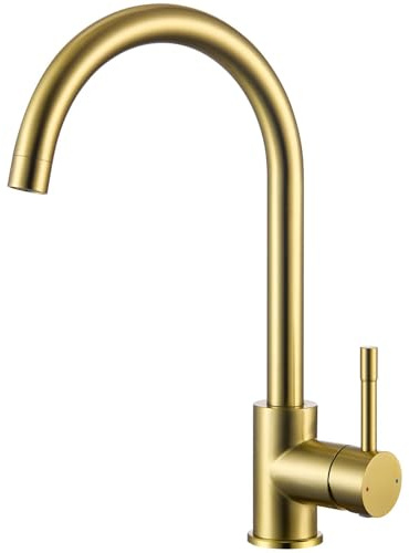 CECIPA Arco Rubinetto Cucina Oro, Alto Miscelatore Cucina in Acciaio Inox
