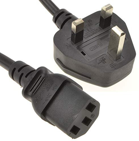 kenable Power Cord UK Plug to IEC Cable PC Mains Lead C13 0.5m 50cm [0.5 metres]