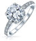 Personalisieren 4CT AAA CZ Runde Brillant Solitär Verlobungsring für Frauen .925 Sterling Silber Zirkonia Pave Seitenstein 2MM Band Anpassbar