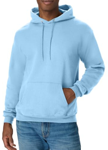 Hanes Men's Pullover EcoSmart Hooded Sweatshirt, Light Blue, XX-Large