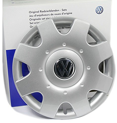 Original VW Radkappen (4 Stück) Komplettsatz 16 Zoll Radzierblenden Golf Touran Jetta Sportsvan Caddy Stahlfelgen Kappen Abdeckung Chrom Silber 1T0071456A