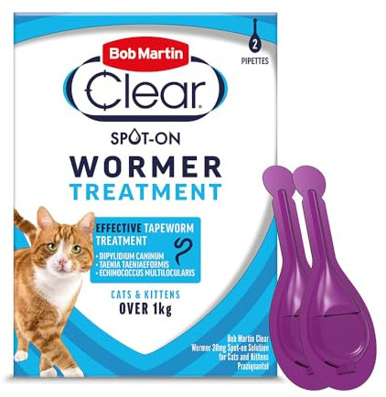 Bob Martin Clear Spot On Wormer Treatment for Cats and Kittens - 2 Tubes