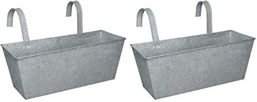 Zinc Balcony Hanging Planters (Set of 2) Grey