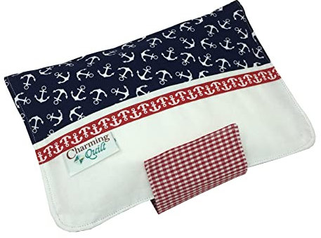 ANKER blau rot Maritime Windeltasche mit vielen Fächern auch mit Namen bestickt