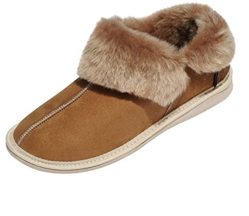 Hollert Leather Lammfell Hausschuhe Kanada Cognac Premium Damen Fellschuhe aus 100% Merino Schaffell Größe EUR 37