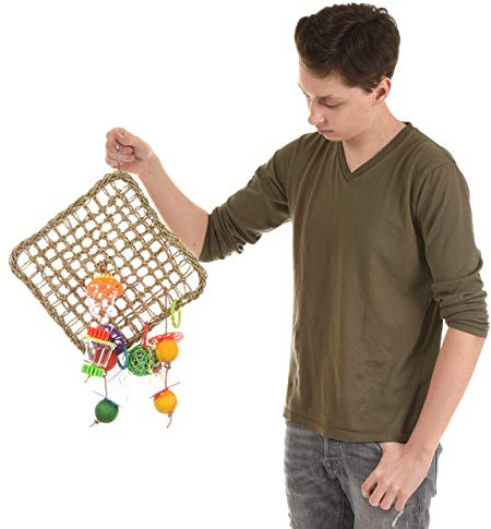HappyBird | Kletternetz ca. 37x37cm für Sittiche & Papageien, Foraging Toy, Vogelnetz de Luxe