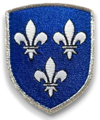 Ecusson Patch SAINT LOUIS (fils d'argent) brodé - Ecusson ST Louis avec dos scratch - Support à coudre OFFERT - Made in France - Taille 8X6,4CM