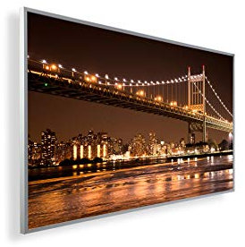 Könighaus 450W Infrarotheizung mit Bild in HD Qualität ✓ inkl. Smart Thermostat ✓ 5 Jahre Garantie ✓ Doppelter überhitzungsschutz ✓ Infrarot Wandheizung ✓ Motiv: 153. New York nachts