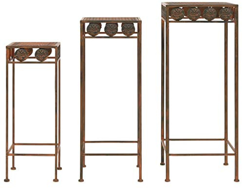 Festnight 3-TLG.Pflanzenständer-Set Blumenständer Vintage-Stil Balkon Wohnzimmer Deko Metall Rostfarben