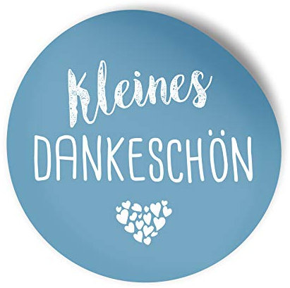itenga 24x Sticker Aufkleber kleines Dankeschön (Motiv 118) Nordic Blue blau rund 4cm auf DIN A4 Bogen
